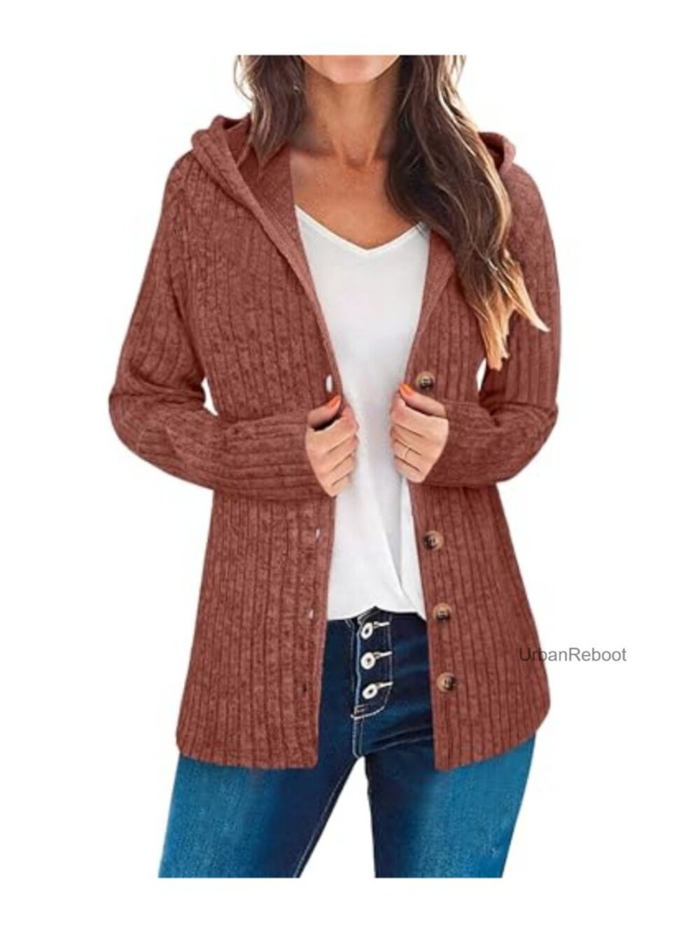 V-Neck Button Cardigan Long Sleeve Slim Fit Lightweight Knit Sweater Office